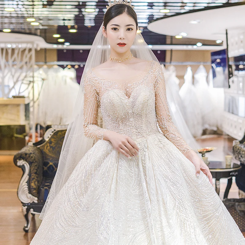 Роскошное свадебное платье Vestido De Noiva 2020 с длинным рукавом женское винтажное