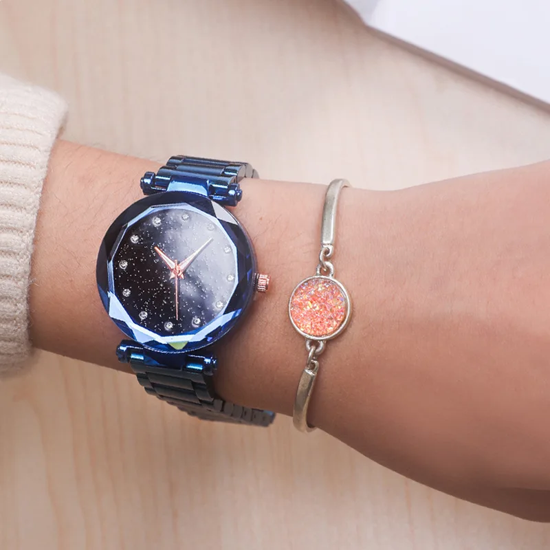 2019 New Brand Rosy Gold Starry Sky Quartz Watch Women Stainless Steel Dress Watches Relogio Feminino Women's Bracelet | Наручные