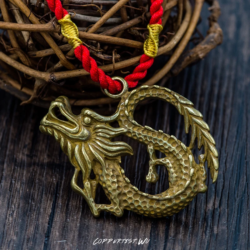 Coppertist. wu Летающий брелок в виде дракона латунный для ключей ручной работы Золотое