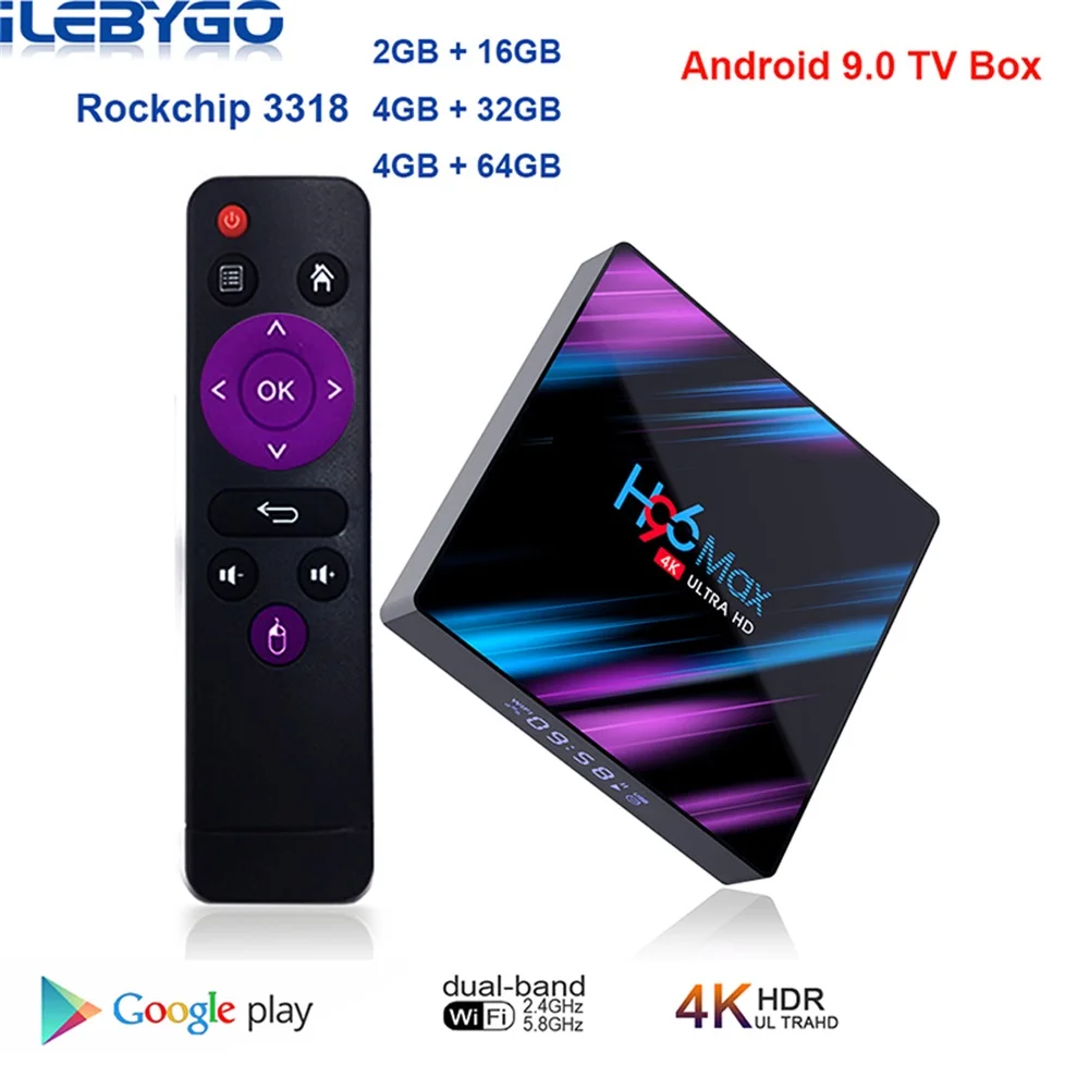 Android 9 0 ТВ бокс на Rockchip RK3318 4 Гб 64 Смарт коробка H.265 K 60fps Google Play Store Netflix Youtube г 32