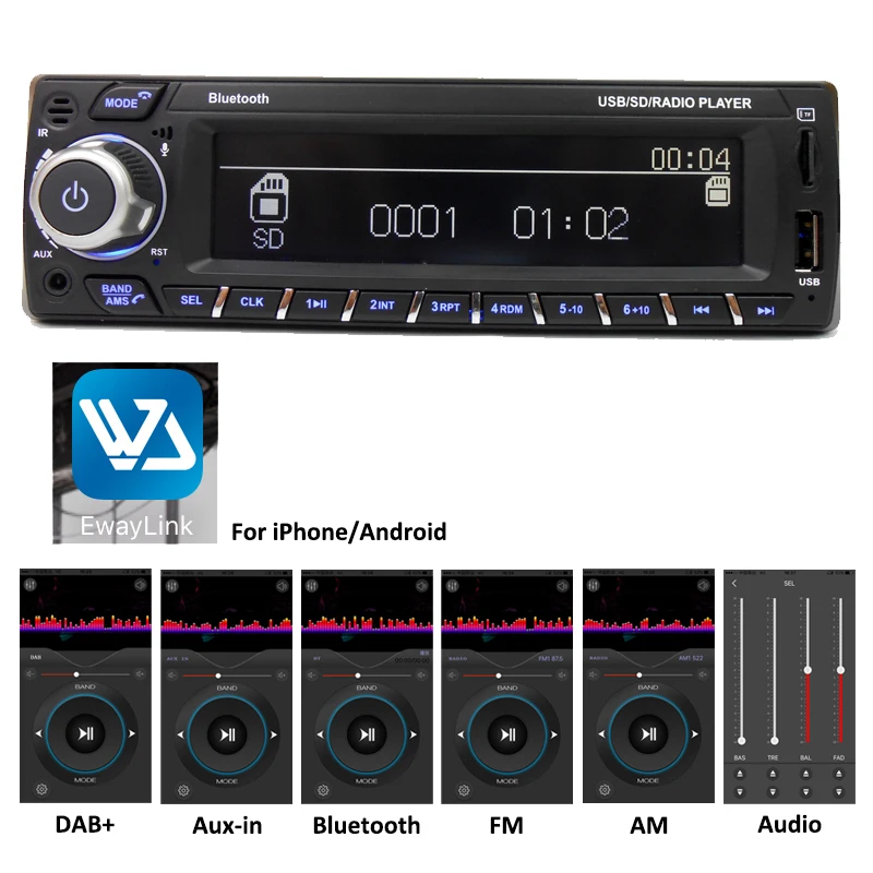 PHYEE Dab Автомагнитола 1 Din стерео аудио MP3 плеер RDS FM AM приложение функции USB TF ISO разъем пульты SX-MP31089DAB