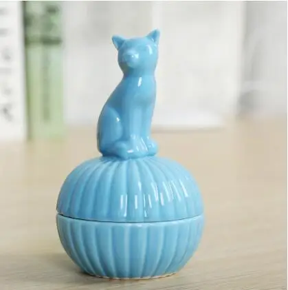 blue cat Керамика животного ювелирные изделия банку серьгу Цепочки и ожерелья ящик для хранения аксессуаров Керамика Свадебные украшения Шоколад сахарница 04350 - Цвет: blue cat