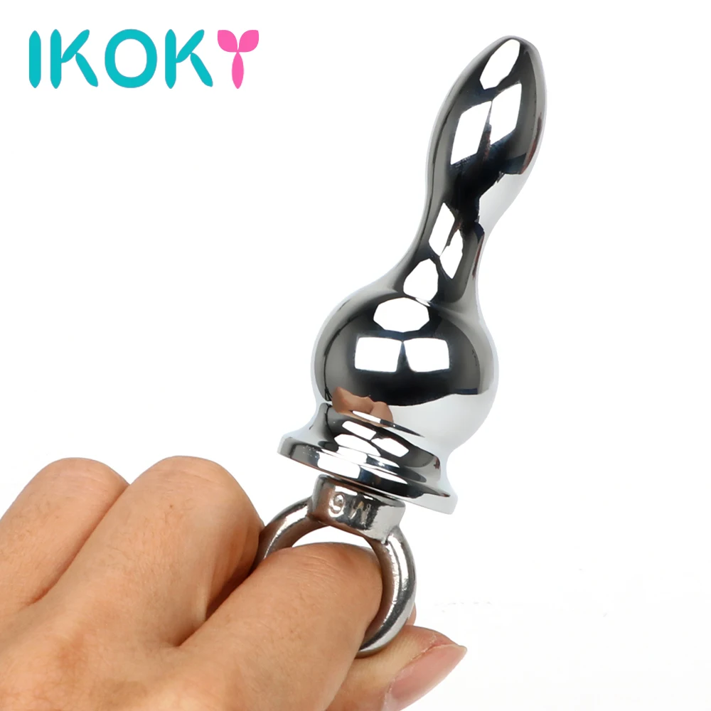 Анальная пробка IKOKY ручная из нержавеющей стали секс игрушки для геев мужчин