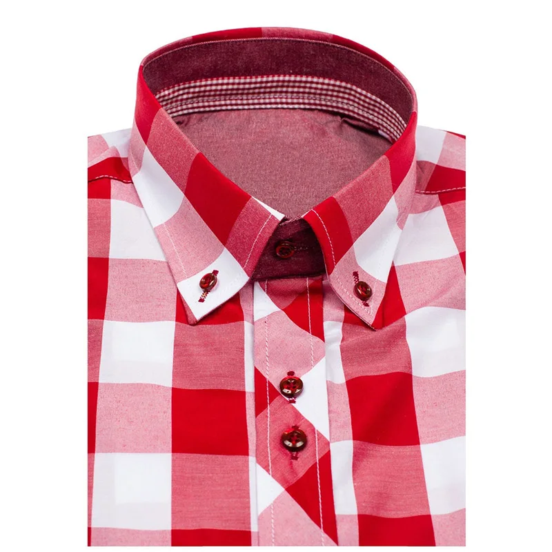 Мужские повседневные клетчатые рубашки Zogaa облегающие с отложным воротником