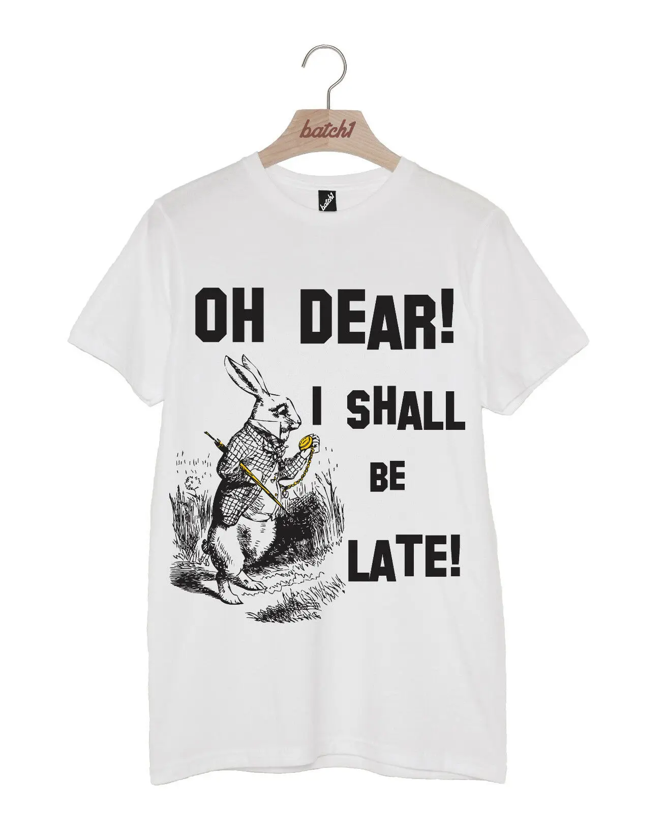 BATCH1 Алиса в стране чудес OH DEAR I BE LATE WHITE RABBIT унисекс футболка|Мужские футболки| |