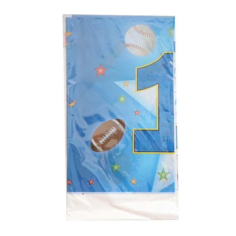 Tablcloth X 1pcs 1 Набор бумажных тарелок с днем рождения для детей, чашки для празднования первого дня рождения, детские салфетки, флаги, вечерние столовые приборы - Цвет: Tablcloth X 1pcs