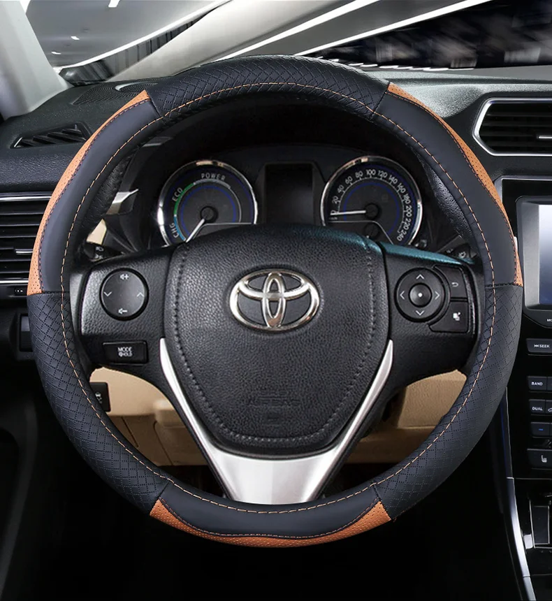 Топ Слои кожаный руль охватывает для Toyota Camry Corolla Axio Altis Rav4 4runner C-HR Fortuner Harrier Highlander Kluger