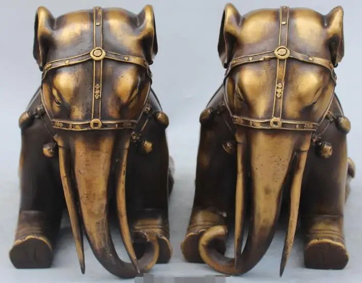 S4385 Китайский Чистая Бронзовый Резьба Благоприятный Животных Дракон Слон