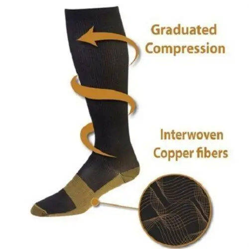 

2019 Men's Women's 2019 new Copper Infused Compression Socks 20-30mmHg Graduated Men Women Patchwork Long Socks S-XXL