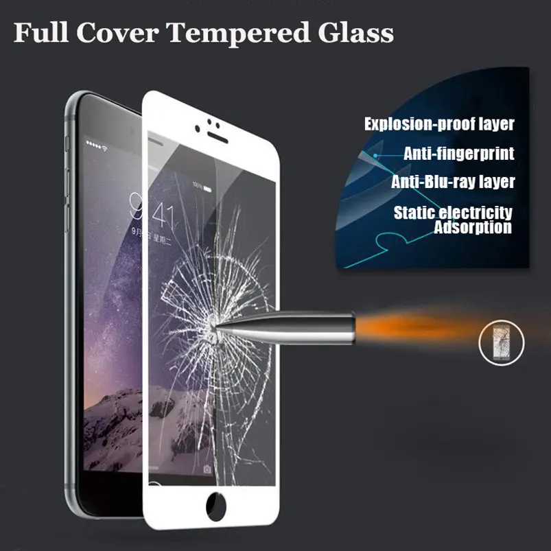 Полное покрытие закаленное стекло для iphone Xs Max XR 5 5S 6 6s 7 7s plus Стекло 9H Закаленное