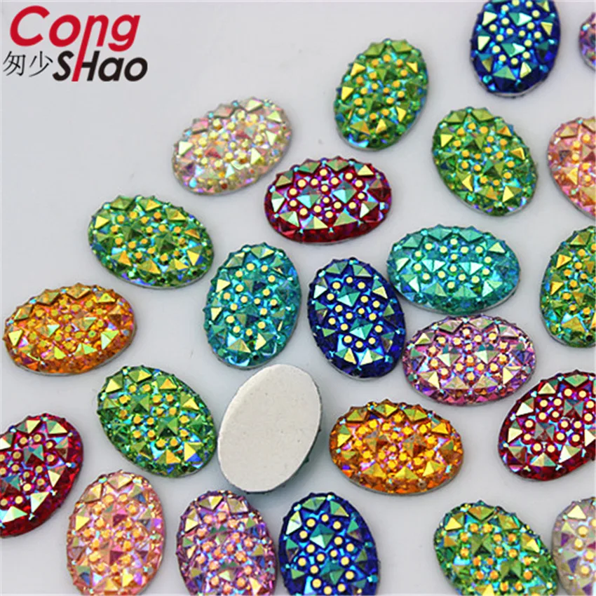 Cong shao 100 шт 10*14/13*18 мм AB цветные овальная спинка камни и кристаллы стразы на липкой основе Rhinestone манжет костюма аксессуары YB30HB
