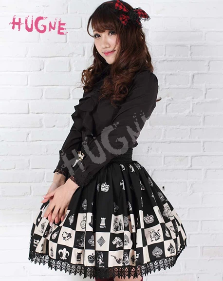 Hugne готическая юбка с эластичной резинкой на талии милая клетчатая/клетчатая