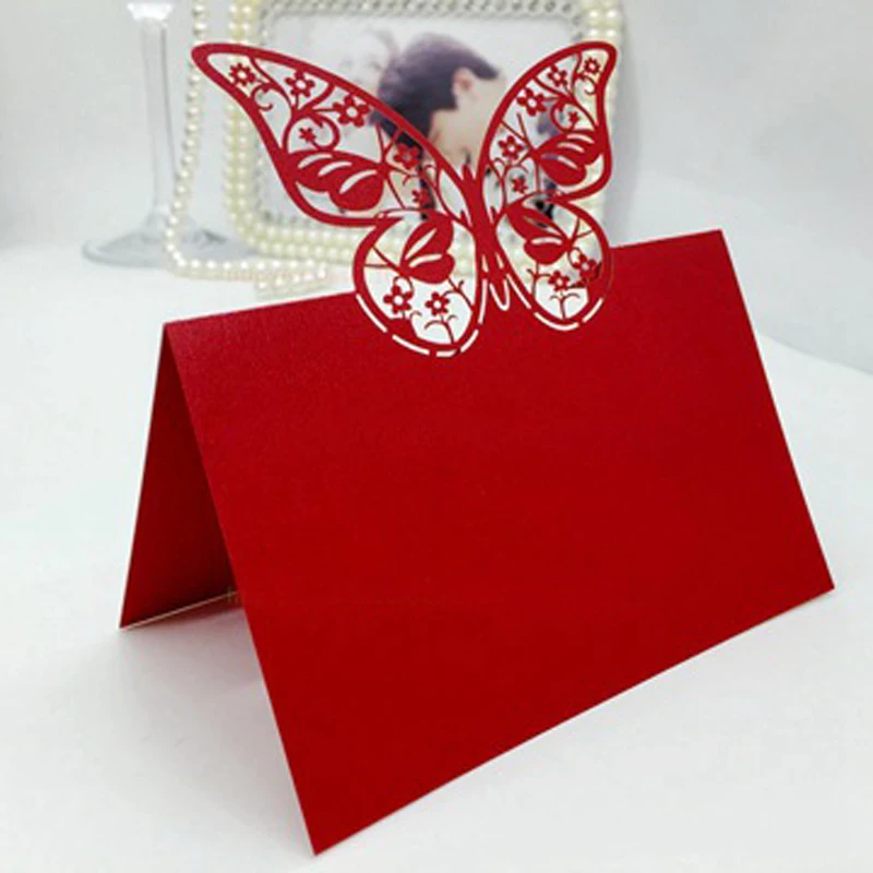 50pcs Laser Cut Butterfly Shaped Table Name Place Cards Chic Favor Message Setting Card Wedding Birthday Party Supplies | Дом и сад