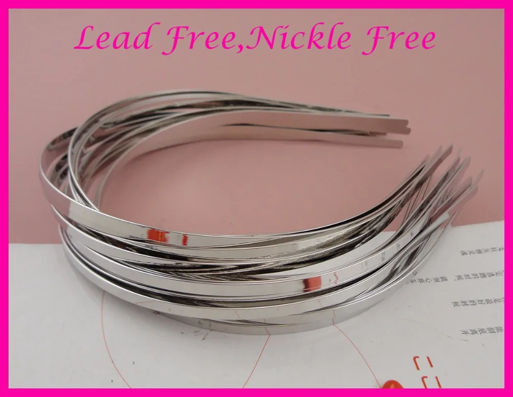 

10PCS Silver 5mm Top quality Plain Metal Hair hoops Headbands with Straight ends at nickle free lead free hair jewelry stuff
