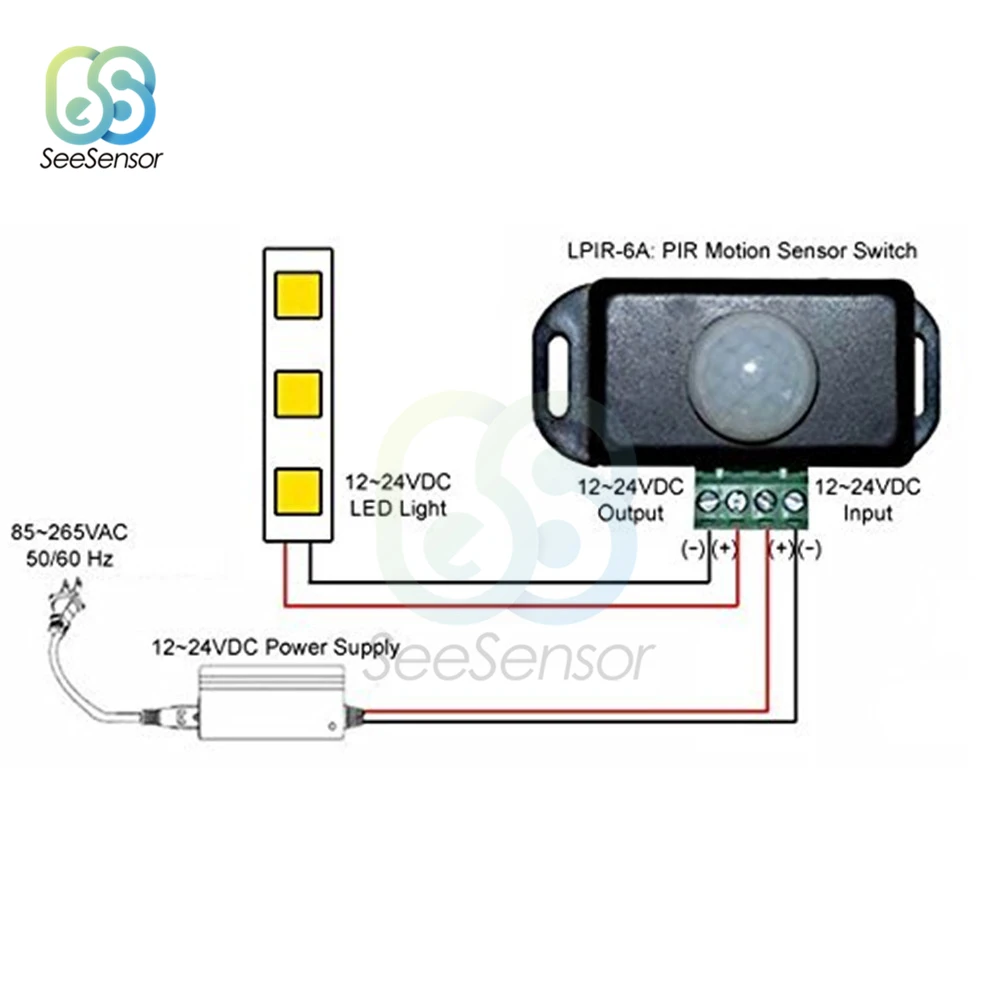 DC 12V 24V 8A Automatic Adjust PIR Motion Sensor Switch IR Infrared Detector Light Module for LED Strip Lamp | Обустройство дома