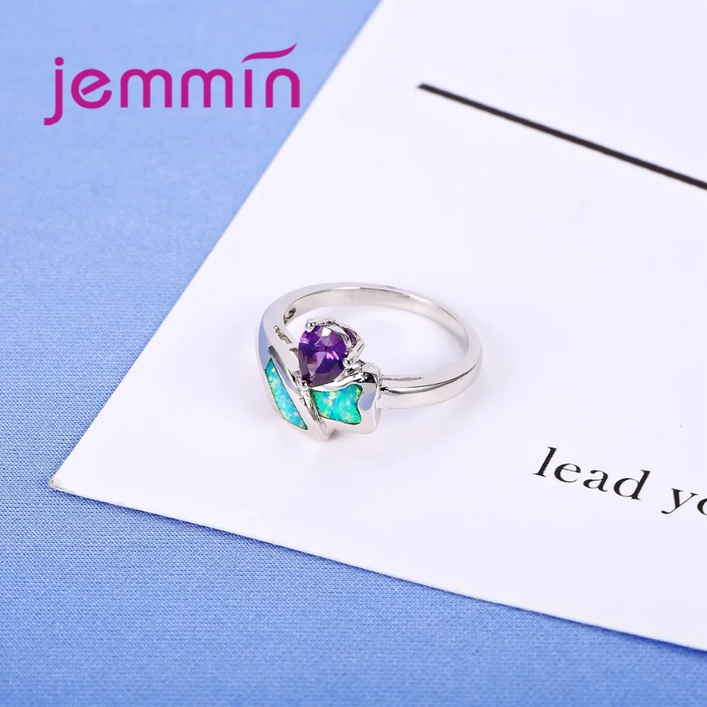 Новое поступление женские зеленые кольца c огненным опалом кабля воды кристалл 925