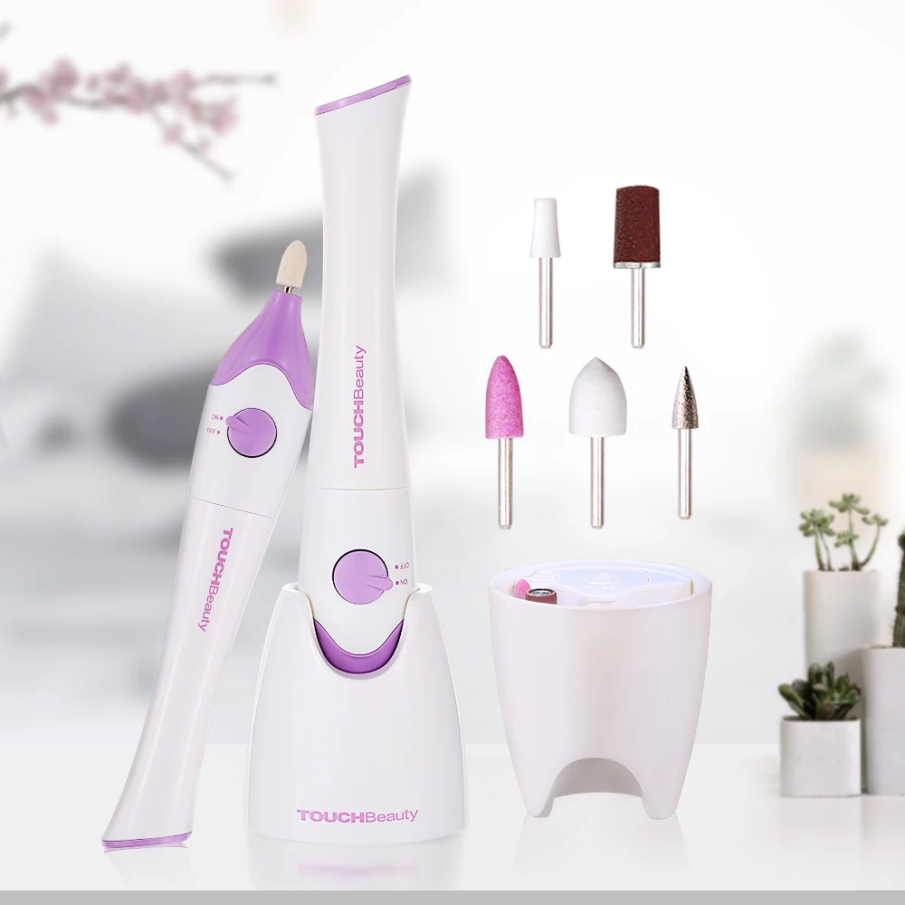 TOUCHBeauty 2-в-1 электрическая пилка для ногтей и лак для ногтей сушилки для ногтей, УФ-лампы, с 5 шт. ЗАМЕНА СВЕРЛА в база хранения TOUCHBeauty TB-1335