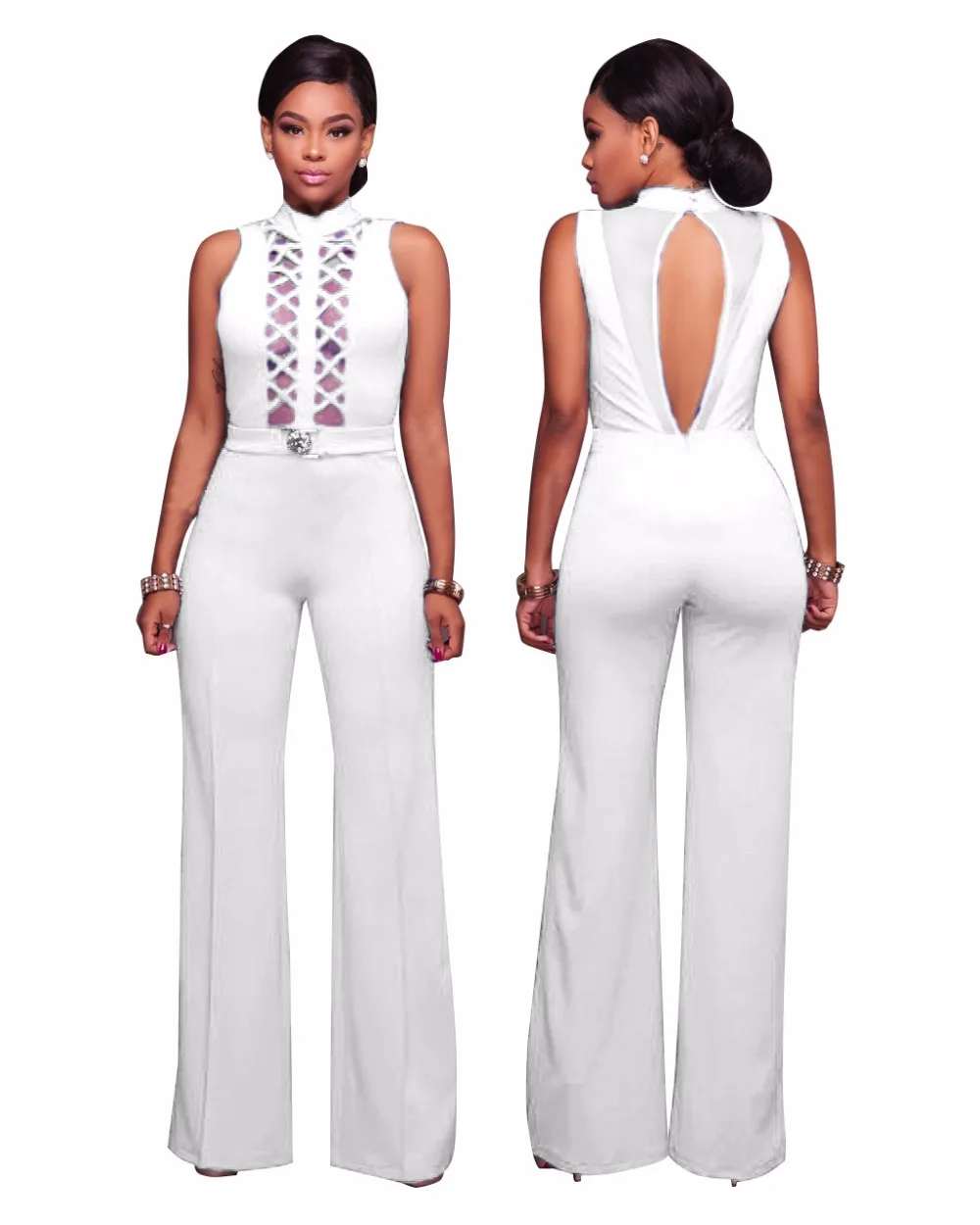 Wlke женщины комбинезон Одна деталь крестообразная шнуровка Mesh общая Высокая