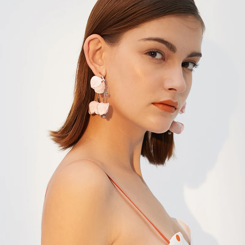 Flower ring earrings female temperament personality hipster fashion simple petal sweet small fresh | Украшения и аксессуары