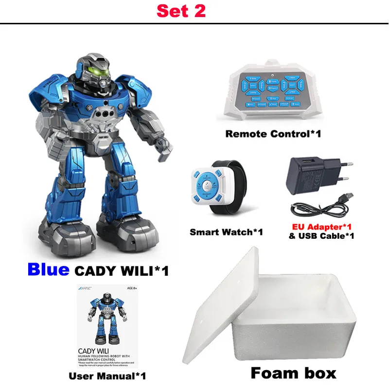 JJRC R5 CADY WILI Интеллектуальный умный робот программируемый автоматический музыкальный танец RC робот и умные часы датчик контроля жестов RC игрушки - Цвет: Blue