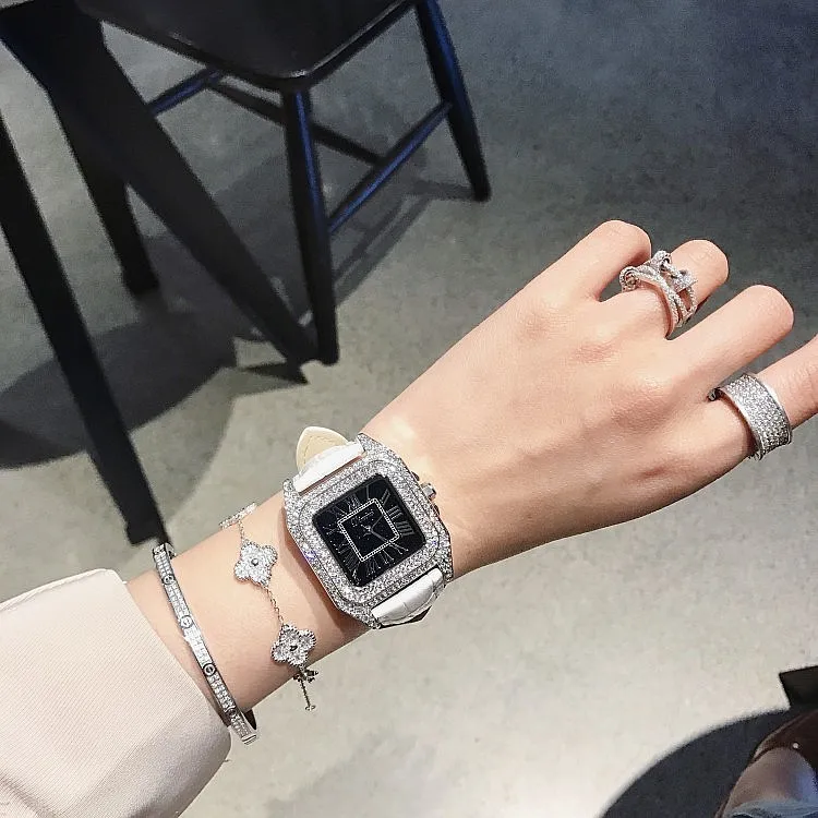 

Women Watches Luxury Brand Genuine Leather reloj mujer elegante Fashion ladies square watch starry sky watch diamond watch