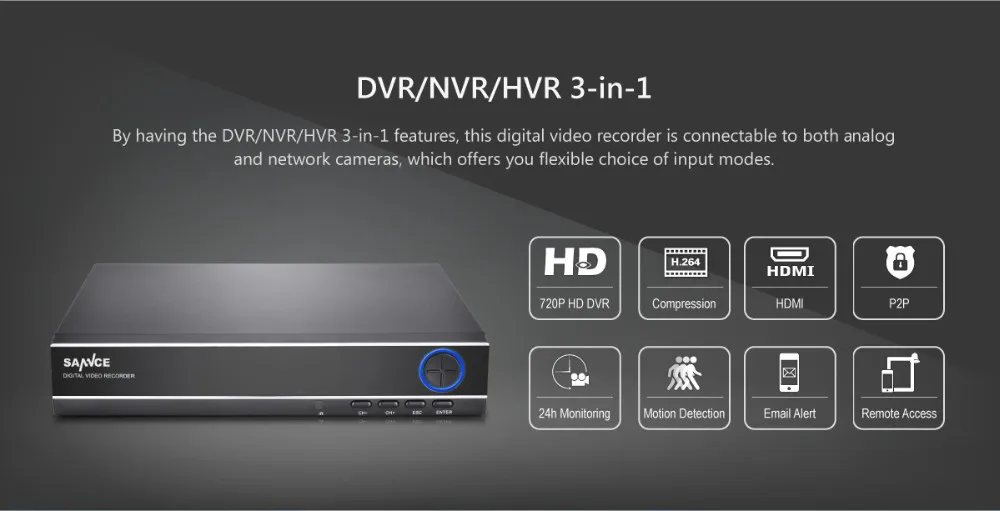 SANNCE 4CH 720P безопасности автономный DVR H.264 в реальном времени HDMI выход, быстрый qr-код сканирования и легко удаленного просмотра для системы видеонаблюдения
