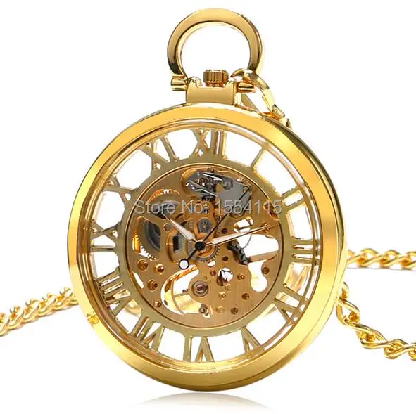 20 шт./лот механические карманные часы с римским циферблатом и золотым