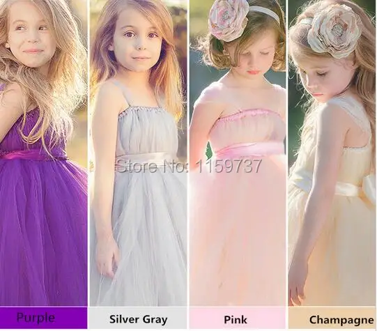 Formal Style Lovely Flower Girl Dresses Floor Length Tulle Ball Gown Little Child Dress With Sash Thin Straps Kids Wear | Свадьбы и