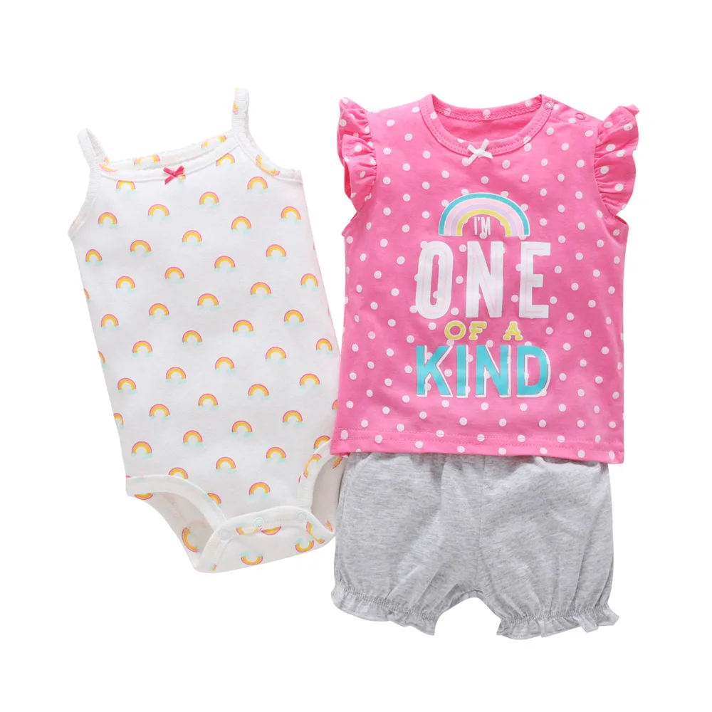 as picture Bebes/мягкий летний Боди, комплект из 3 предметов, короткая футболка+ боди без рукавов+ шорты, летний комплект одежды для младенцев от 6 месяцев до 24 месяцев - Цвет: as picture