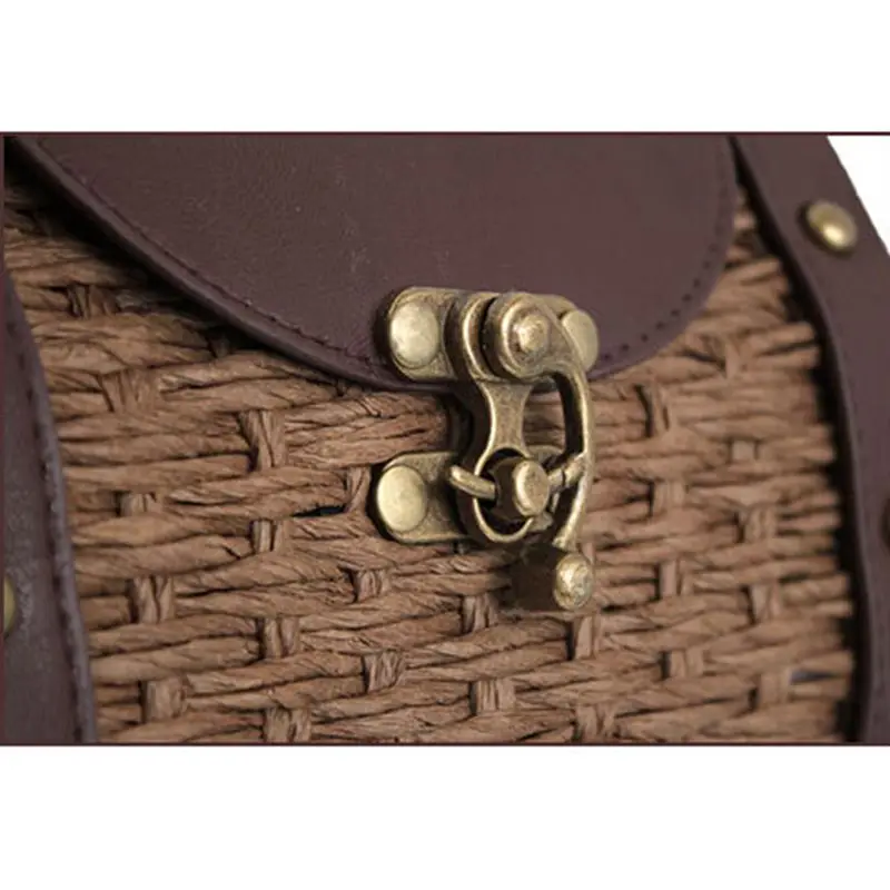 Повседневная Бостонская сумка модная винтажная соломенная ручной работы +