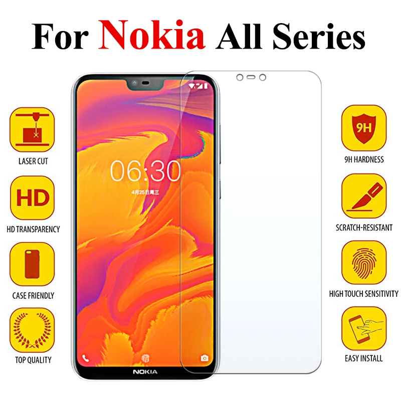 Protective Glass On For Nokia X6 Screen Protector Noka 7 Plus 8 2 3 6 5 Tempered Glas Sheet Tremp Safety 2.5D Film 9H | Мобильные