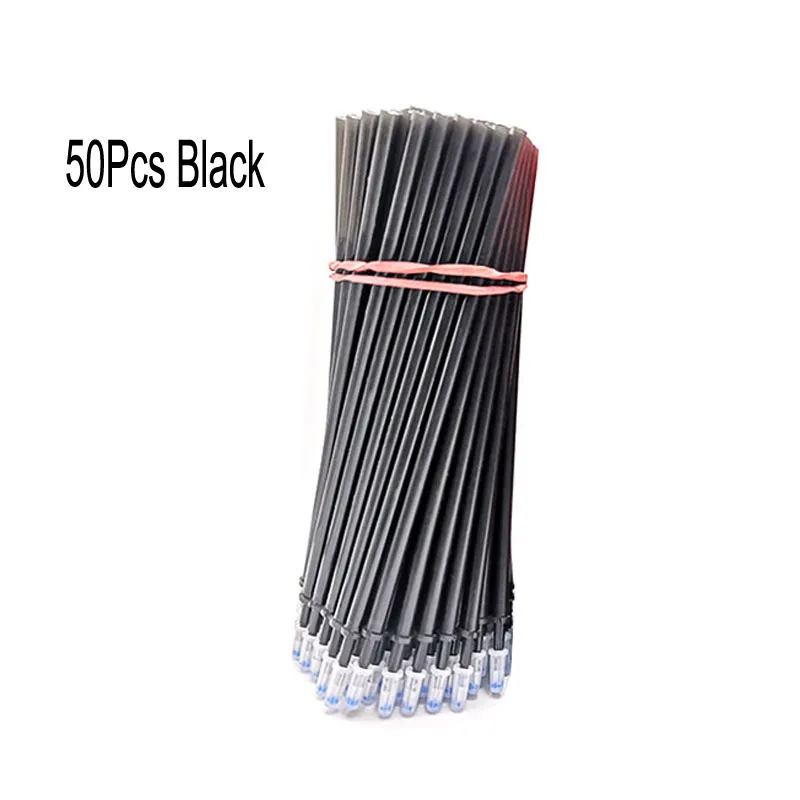 50pcs black DELVTCH 50 шт./компл. 0,5mm гелевая ручка стираемую пополнения стержень Magic стираемые пера замена пополнения чернил канцелярские пишущих инструментов - Цвет: 50pcs black