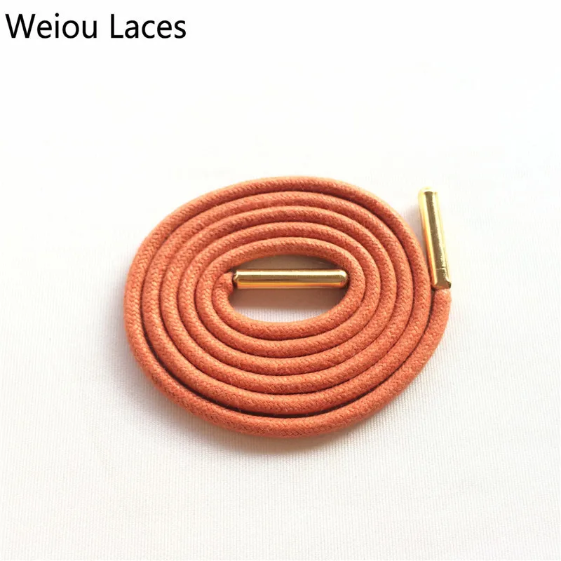 Weiou Gold Metal Aglets Dress Shoe Strings Waxed Colored Shoelaces Round Waterproof Bootlaces For Leather Shoes Free Shipping