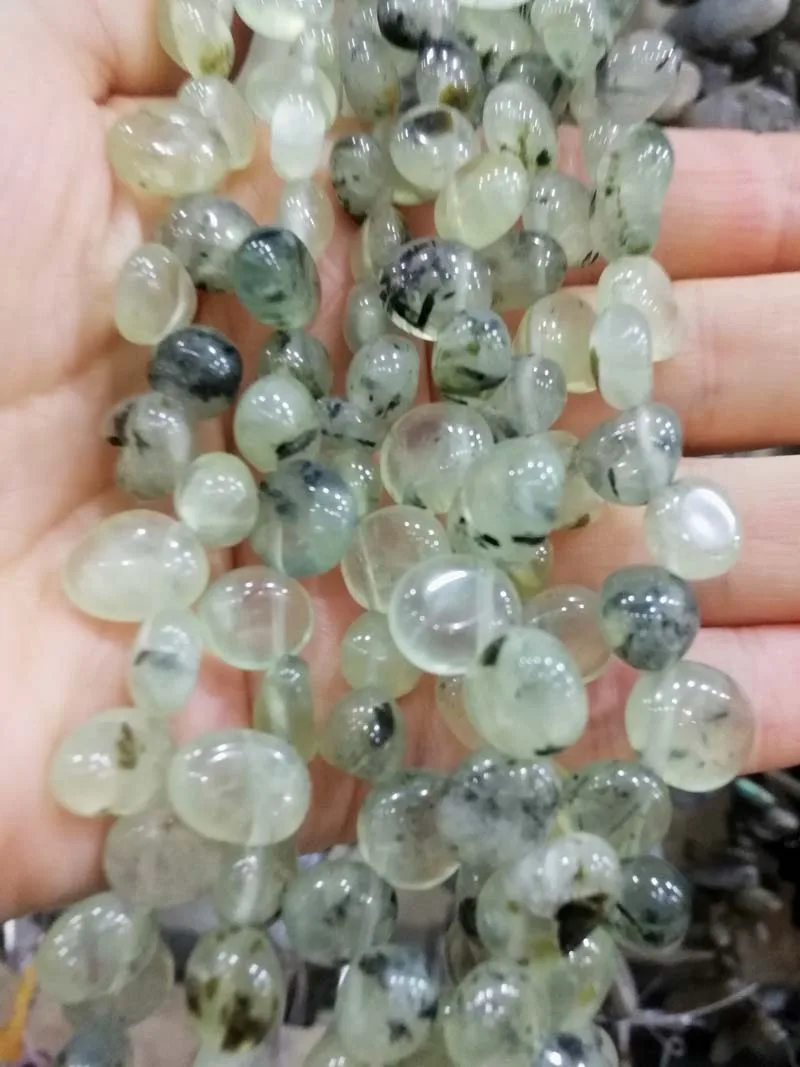 

loose beads green prehnite baroque 8-13mm 15" for DIY jewelry making FPPJ wholesale beads nature gem stone
