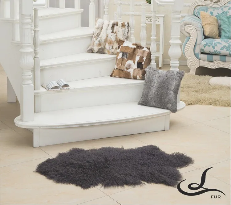 Натуральный кудрявый ковер из тибетской овчины свободный крой размер 90*50 см