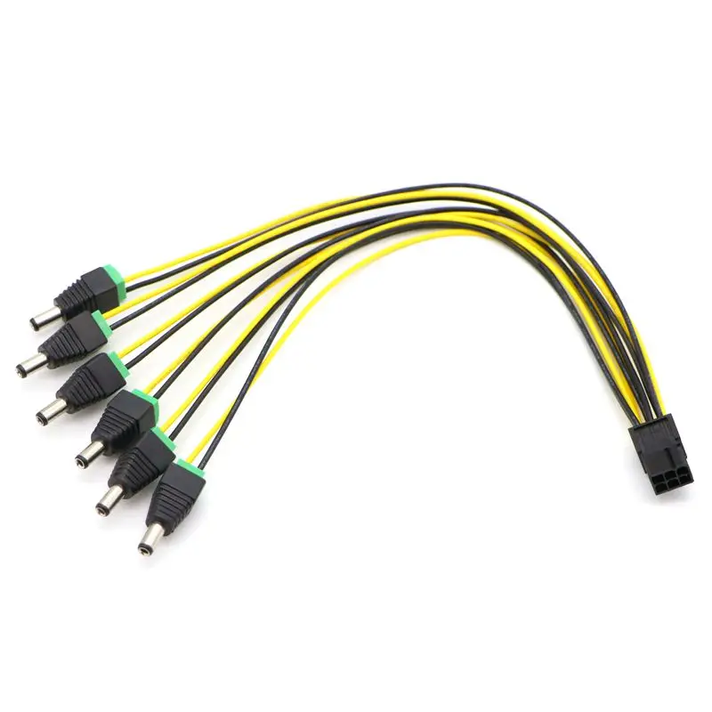 60 см PCI-E 6pin к 6 шт. DC 5 5x2 мм вилки 12 В кабель питания для блока BTC GPU | Компьютеры и офис