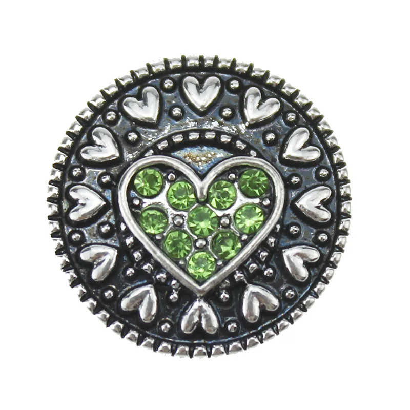 10pcs/lot heart-shaped Rhinestone 18mm metal snap buttons jewelry fit bracelet necklace button for women gift | Украшения и
