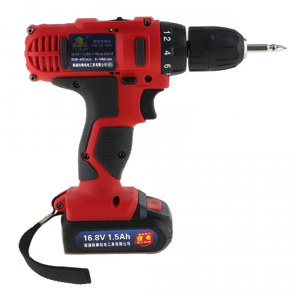 AC 100-240 V Беспроводная 12 V/16,8 V электрическая дрель/шуруповерт с 18 зубчатым моментом и двухскоростной кнопкой регулировки