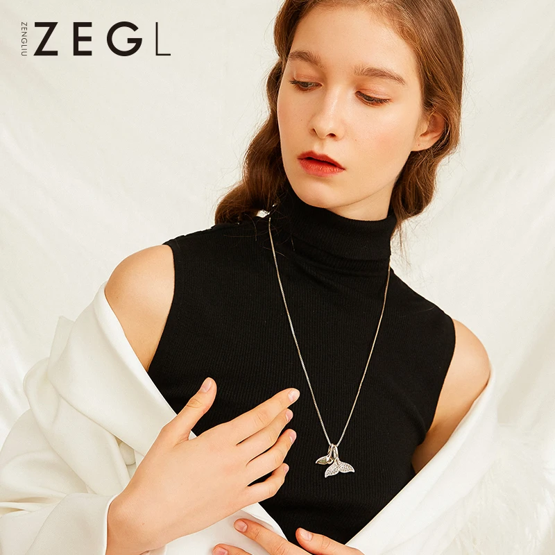 Женское длинное ожерелье ZEGL с дельфином и хвостом персонализированный свитер цепочка длинный модный