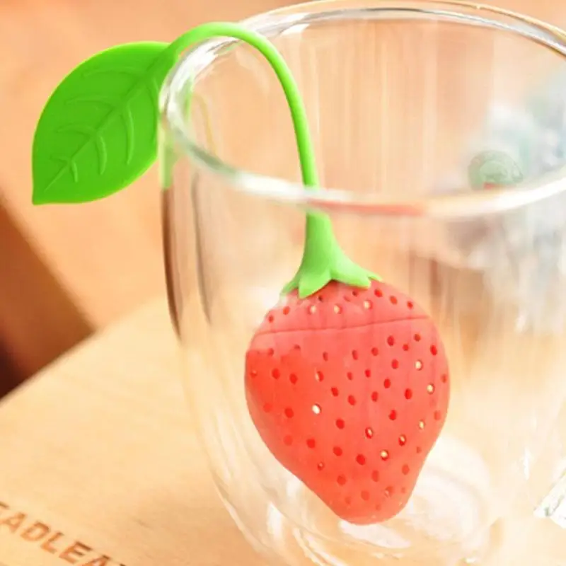 

1Pc Red Strawberry Shape Tea Infuser Reuseable Food Safe Silicone Tea Leaf Bag Holder Tea Coffee Herbal Punch Filter Diffuser