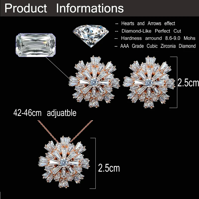 Женские Наборы украшений CWWZircons Модные Ювелирные наборы из розового золота с