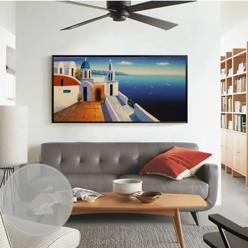 

100% Hand painted canvas oil paintings Mediterranean Seascape Modern Wall art Picture for living room Home decor #910