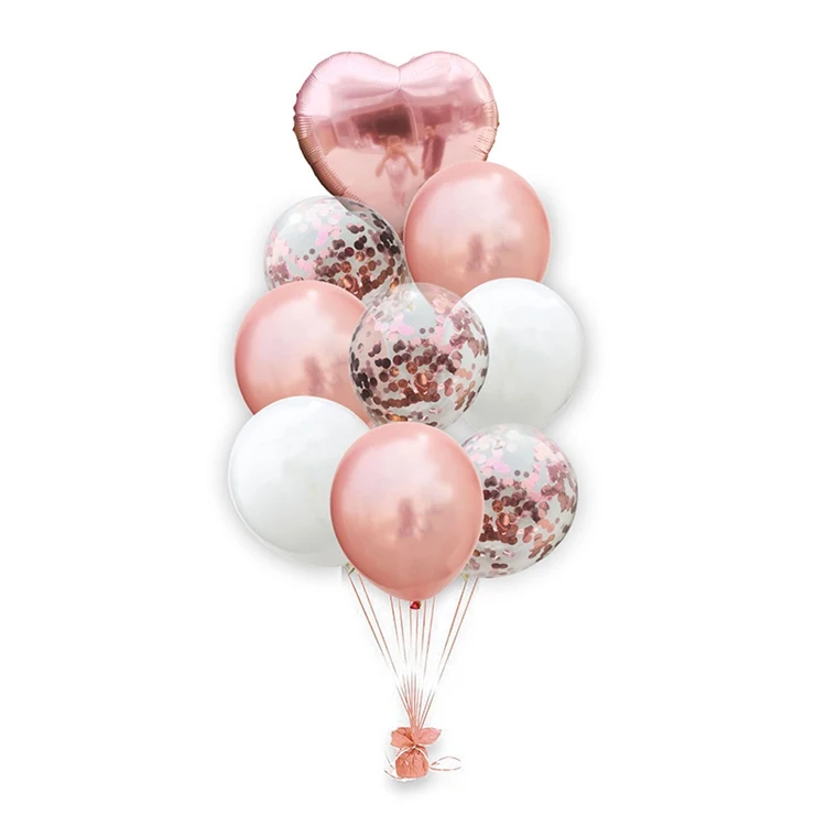 Rose gold LAPHIL 9 шт Синий Розовый конфетти воздушный шар Счастливые воздушные шары для дня рождения вечеринки свадебные шары из латекса детский душ Декор вечерние принадлежности - Цвет: Rose gold