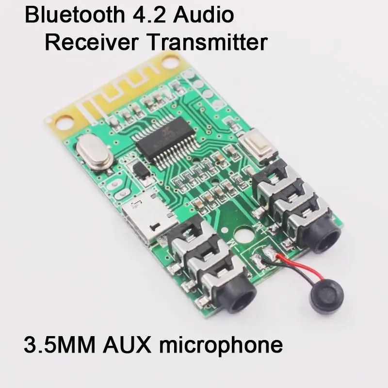 

Беспроводной стерео Bluetooth 4,2 аудио приемник передатчик 2в1 AUX микрофон мощность 5 В или USB для гарнитуры Динамик Усилитель