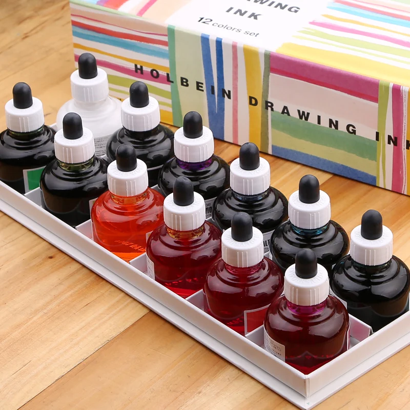 Новый продукт водостойкие comics акварельные чернила пигментные 12 цветов 30 мл