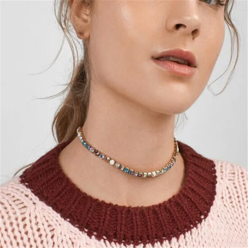 

BK Fashion Choker Necklace for Women Vinage Gold Crystal Chain Necklace Jewelry