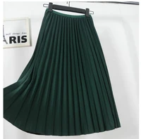 1 piece long pleated skirts womens summer casual high waist elascity faldas party skirt streetwear jupe femme