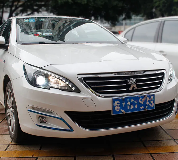 2 шт. светодиодный головной светильник s для peugeot 408 308S 14-18 Автомобильный светодиодный светильник s двойной ксеноновый Объектив Автомобильные аксессуары дневные ходовые огни противотуманный светильник