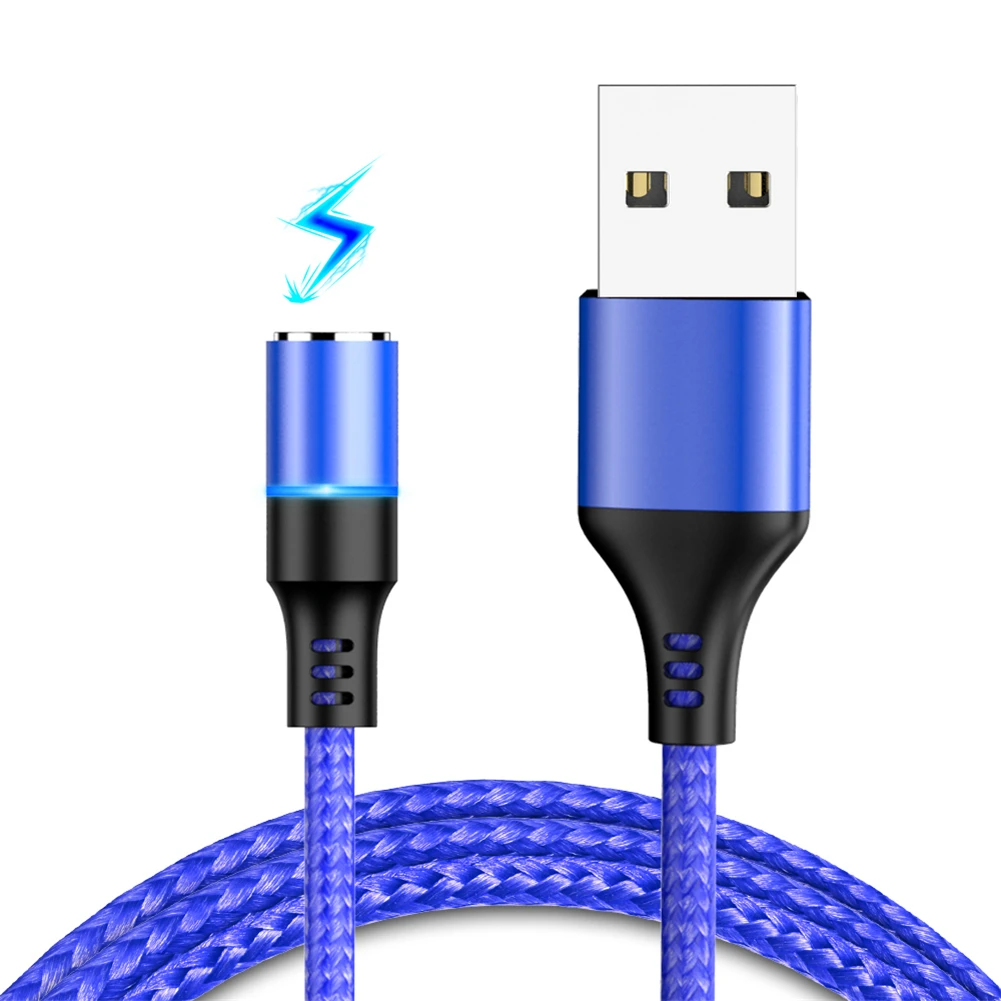 1 Blue Cable Floveme нейлоновый Плетеный 3A Быстрая Зарядка синхронизация USB-C type-C сильный Магнитный зарядный кабель для передачи данных мягкий для samsung huawei Xiaomi светодиодный 1 м - Цвет: 1 Blue Cable