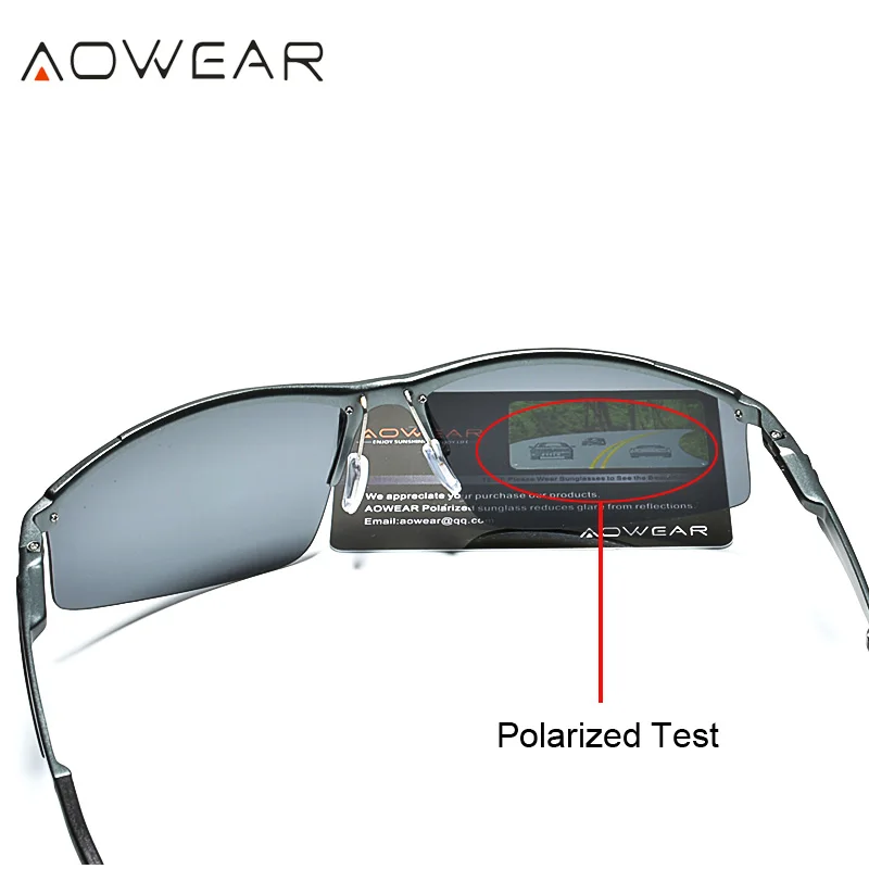 AOWEAR роскошные солнцезащитные очки без оправы мужские Поляризованные алюминиево-магниевые ретро-очки с зеркальными стеклами мужские очки для вождения Polaroid Oculos